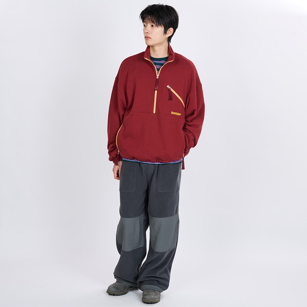 CONTRAST LINE HALF ZIP SWEATSHIRT (GREEN)