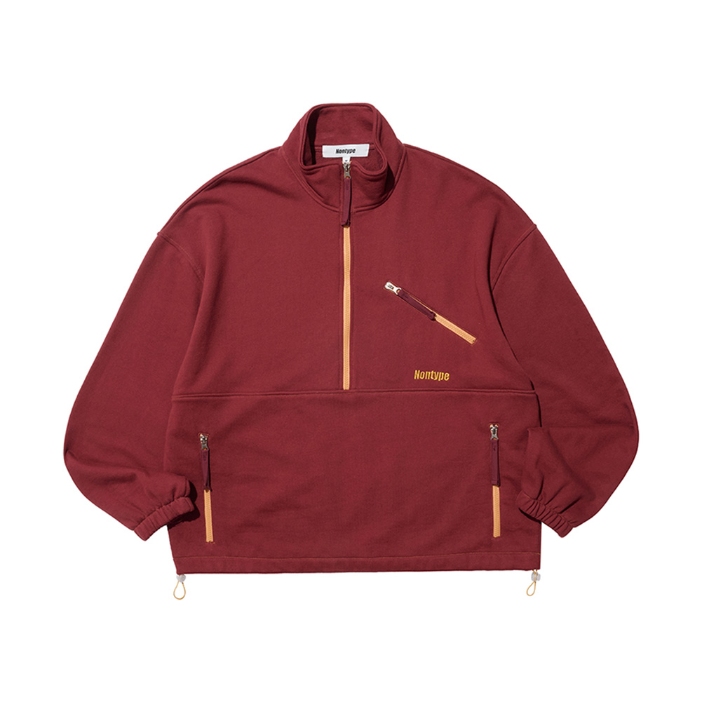 CONTRAST LINE HALF ZIP SWEATSHIRT (GREEN)