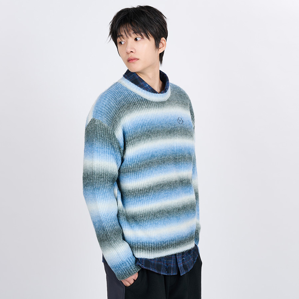 GRADATION STRIPE KNIT SWEATER (BLUE)