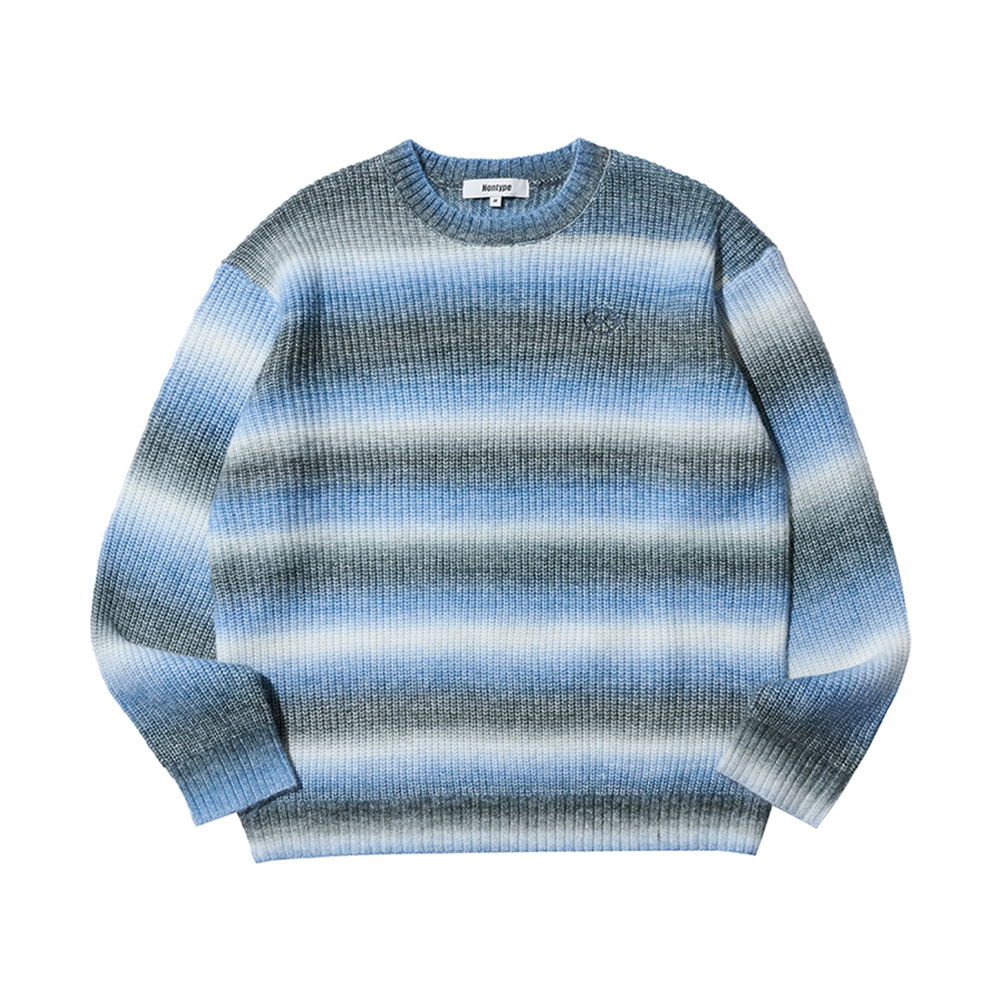 GRADATION STRIPE KNIT SWEATER (BLUE)