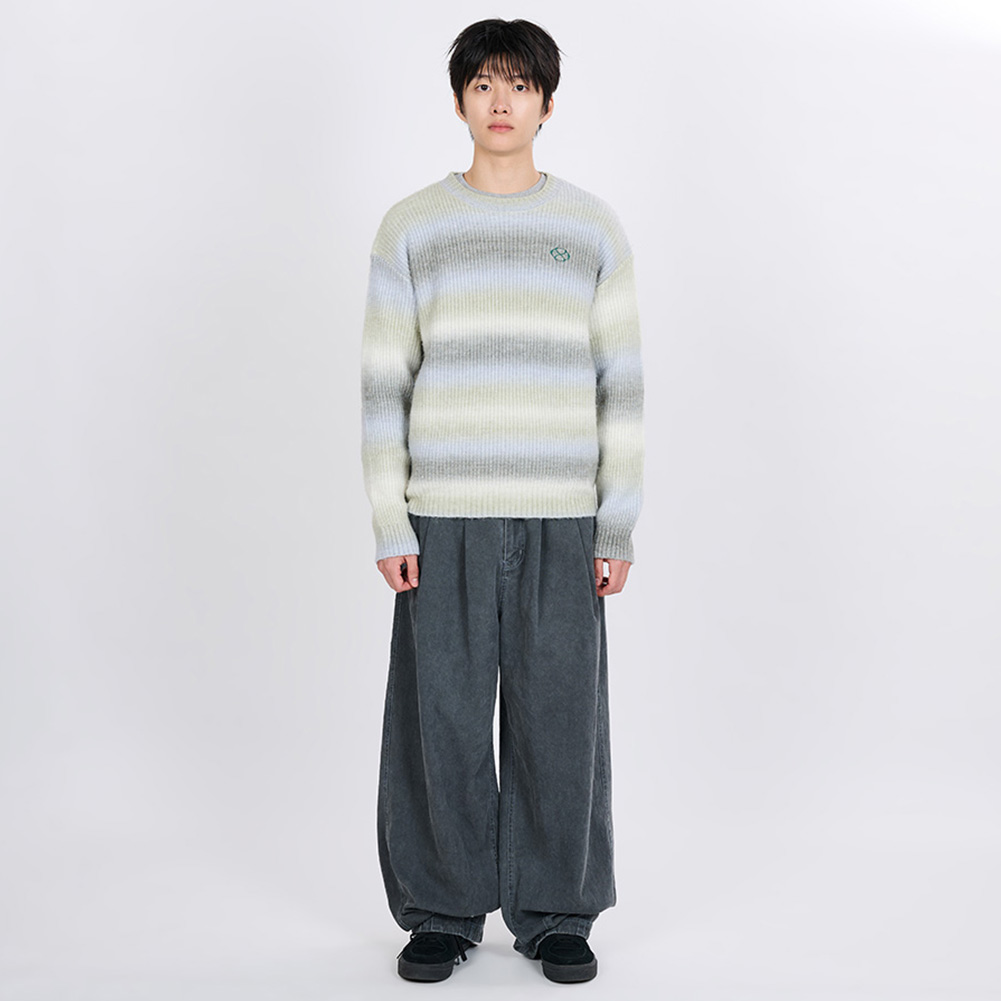 GRADATION STRIPE KNIT SWEATER(YELLOW)