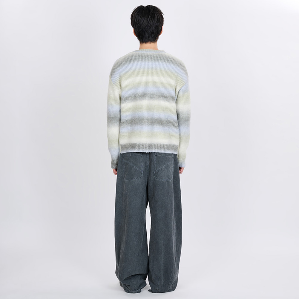 GRADATION STRIPE KNIT SWEATER(YELLOW)