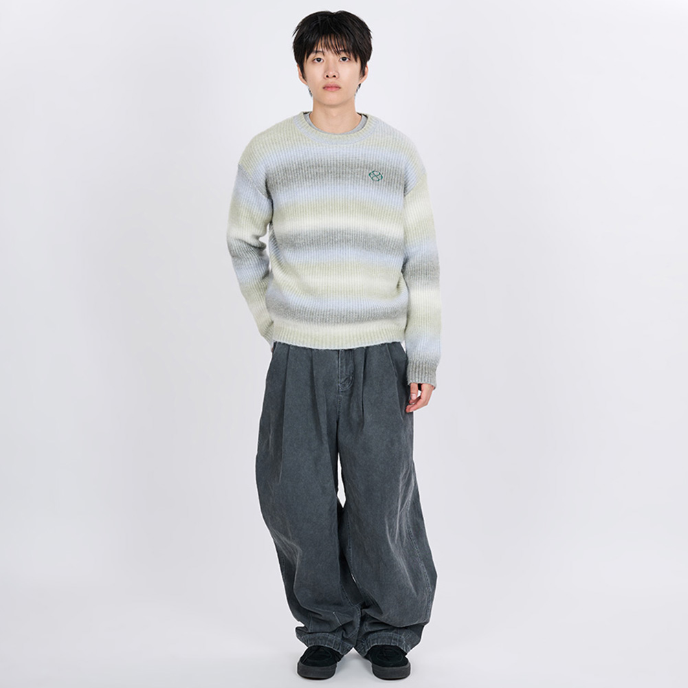GRADATION STRIPE KNIT SWEATER(YELLOW)