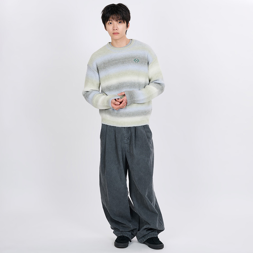 GRADATION STRIPE KNIT SWEATER(YELLOW)
