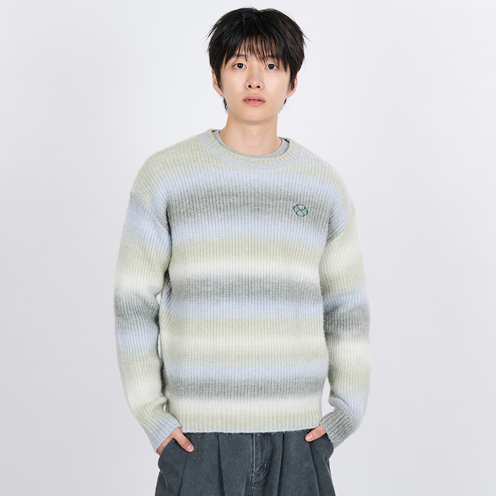 GRADATION STRIPE KNIT SWEATER(YELLOW)