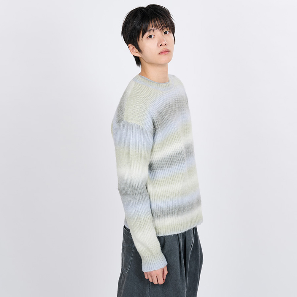 GRADATION STRIPE KNIT SWEATER(YELLOW)