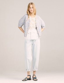 시퀸 블록 니트 자켓