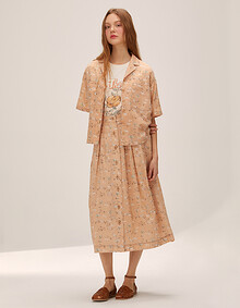 패턴 셔츠형 블라우스