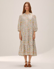 레이스 블록 티어드 원피스