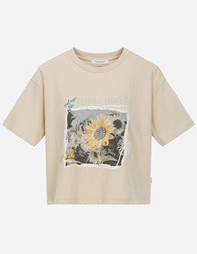 플라워 아트웍 크롭 티셔츠