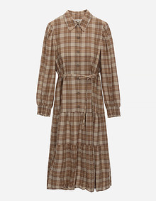 체크 롱 티어드 원피스