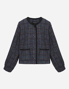 배색 포인트 트위드 자켓