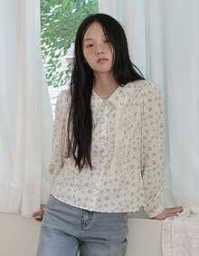 플라워패턴 페플럼 블라우스