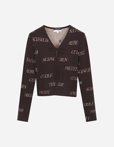 타이포 전판 자카드 골지 가디건