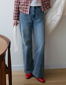 와이드 밴딩 데님 팬츠