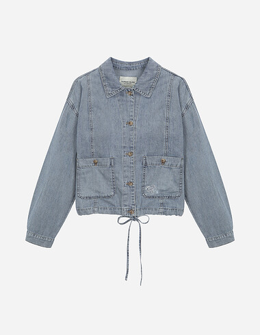 밑단 스트링 데님 자켓