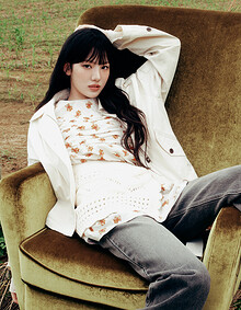 [KiiiKiii 착용] 셔츠카라 컬러블록 블루종 점퍼