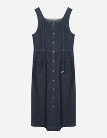 스퀘어 넥 레이어드 데님 원피스