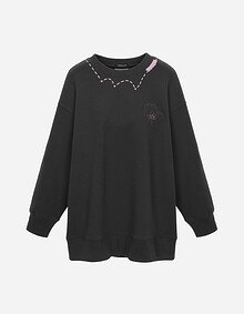 웨이브 절개 롱 스웻셔츠