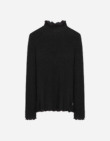 배색 인타록 터틀넥 티셔츠