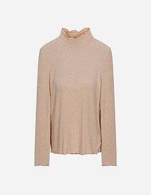 배색 인타록 터틀넥 티셔츠