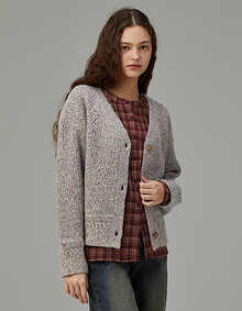 하찌 브이넥 니트 가디건