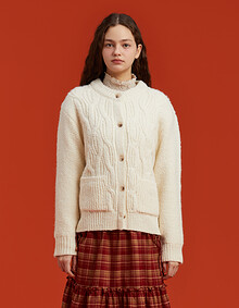 케이블 라운드넥 니트 가디건