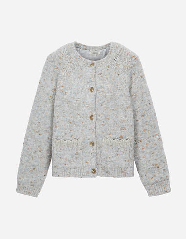 라운드넥 부클 니트 가디건