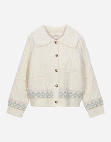 카라넥 자카드 니트 가디건