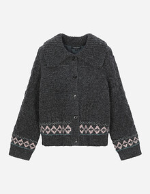 카라넥 자카드 니트 가디건