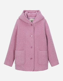 포인트 단추 후드형 코트