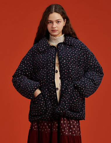 플라워 하프 덕 다운 점퍼