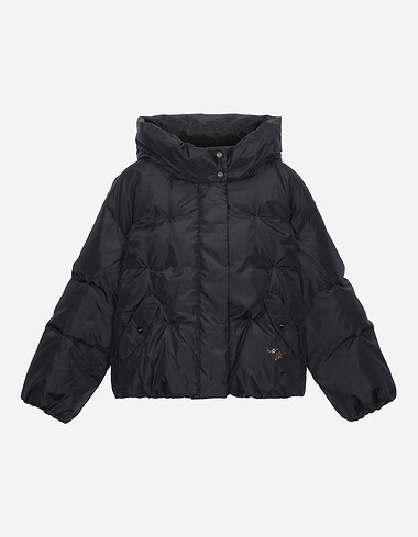 자수 포인트 숏 덕 다운 점퍼