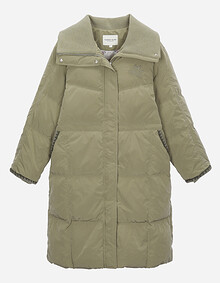 카라 니트 배색 덕 다운 점퍼