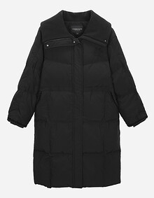 카라 니트 배색 덕 다운 점퍼