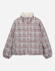 퍼 트리밍 체크 덕 다운 점퍼