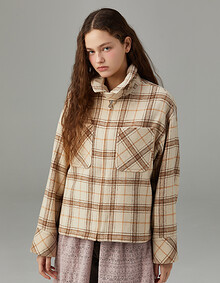 체크 트러커 집업 자켓