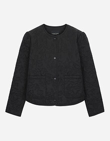 플라워 패턴 퀼팅 점퍼