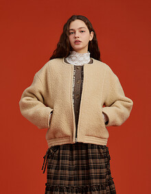 미니 부클 볼륨 소매 점퍼