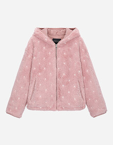 플라워 자수 후드 퍼 점퍼