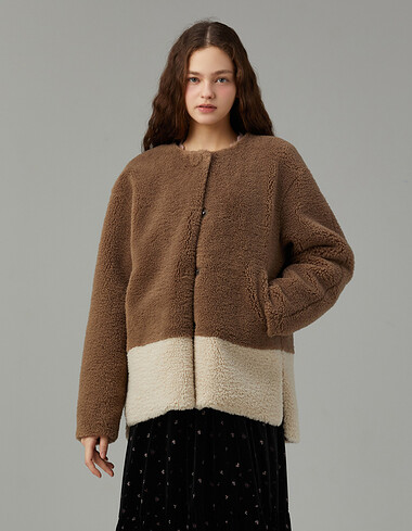 밑단 배색 퍼 자켓