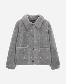 플라워자수 블루종 퍼 점퍼