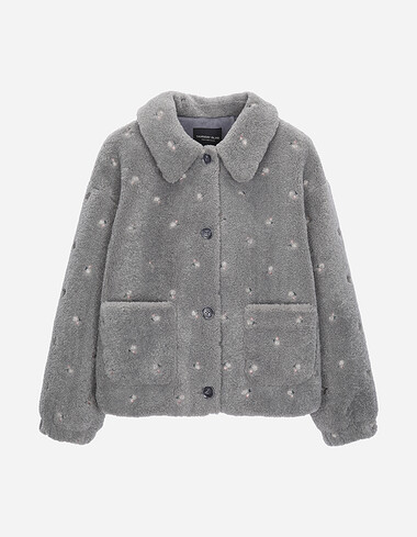 플라워자수 블루종 퍼 점퍼