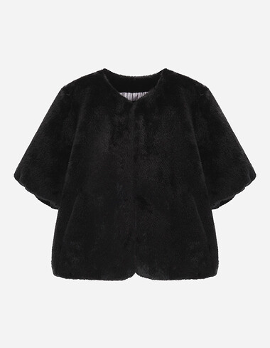 퍼프 반소매 퍼 자켓