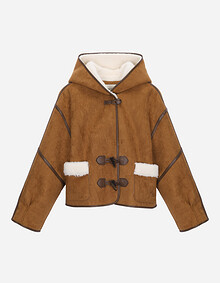 인조 무스탕 후드 점퍼