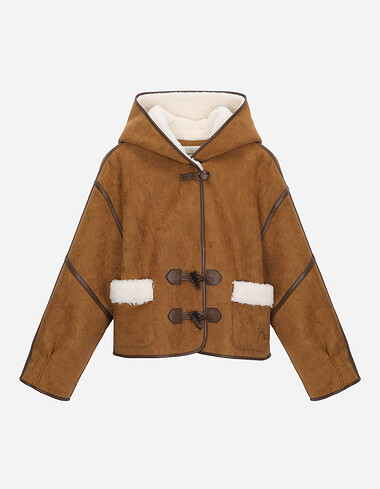 인조 무스탕 후드 점퍼