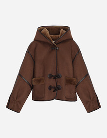 인조 무스탕 후드 점퍼