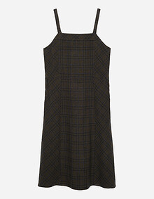 멀티 체크 볼륨 레이어드 원피스