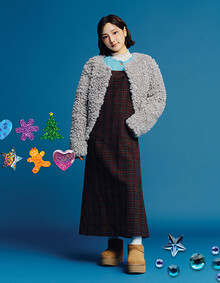 [KiiiKiii 착용] 멀티 체크 볼륨 레이어드 원피스