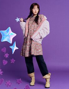 [KiiiKiii 착용] 플라워 미디 코듀로이 원피스